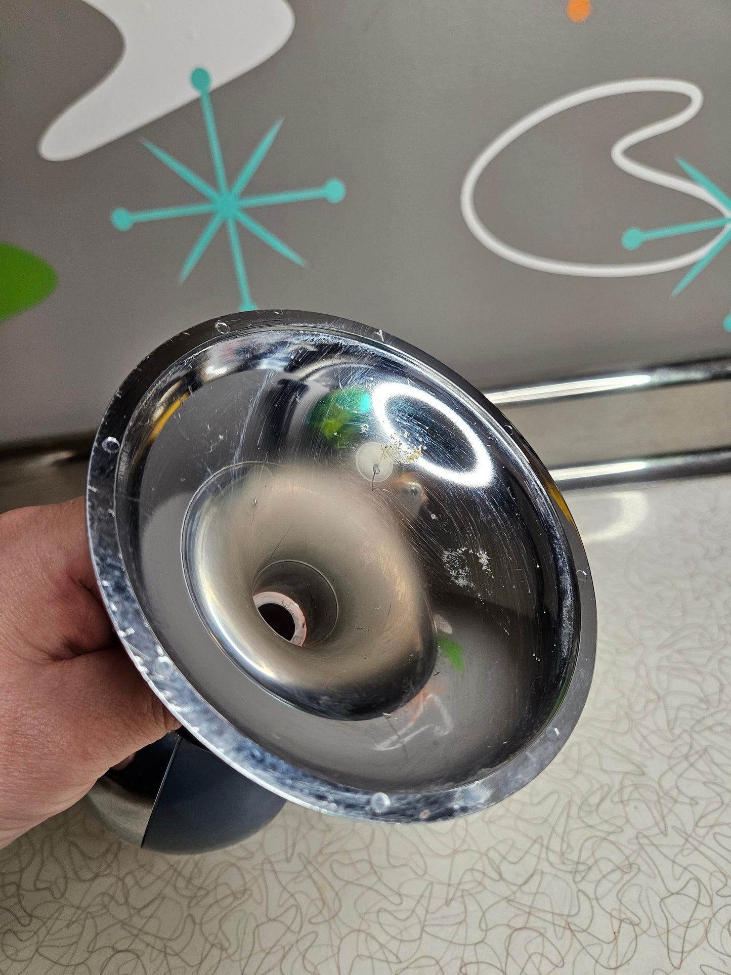 German Egg Clock, Space Age Chrome Alarm Clock