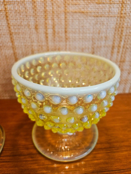 Fenton Vaseline/Uranium Glass Candy Dish|12396