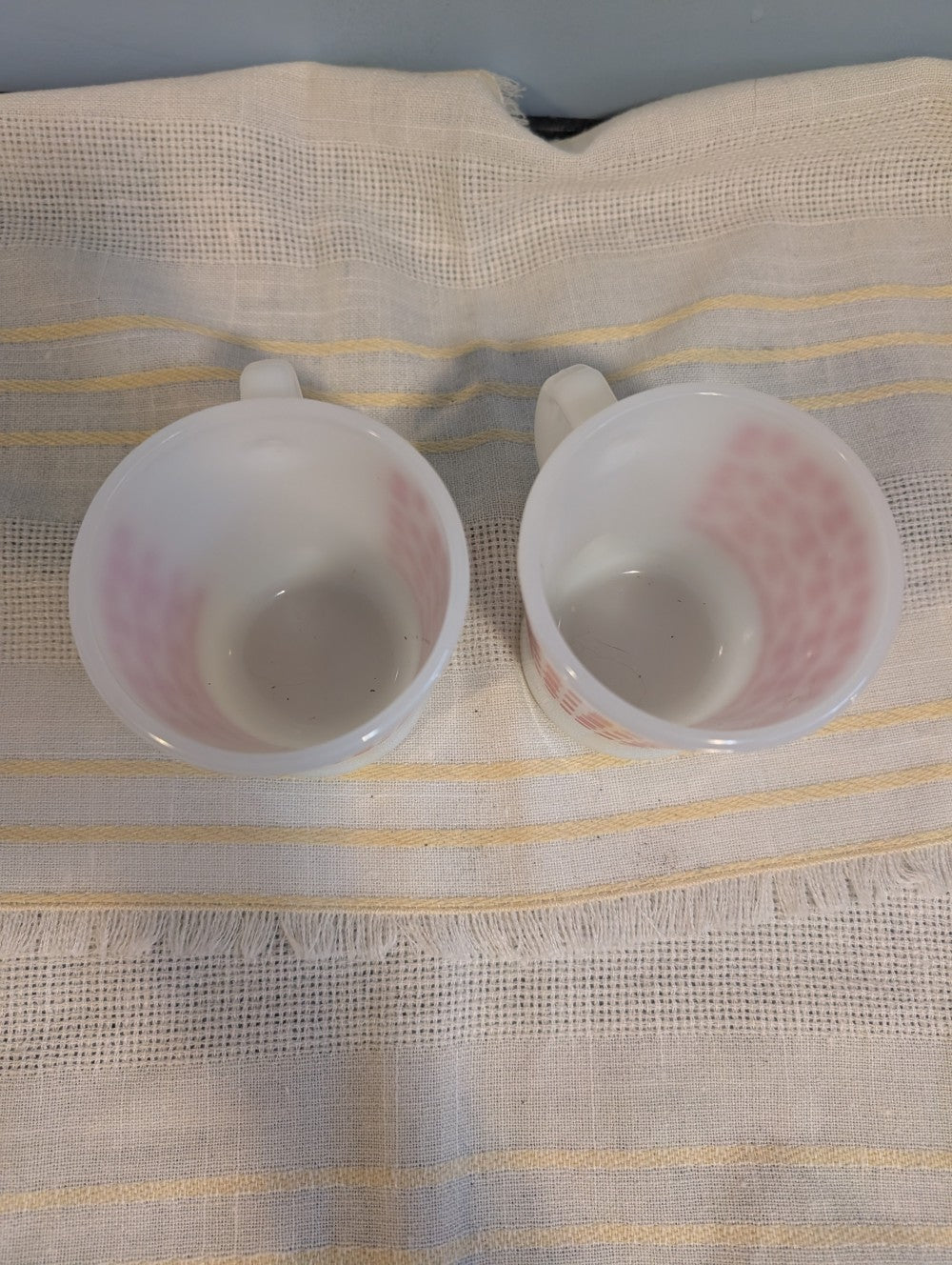 Pair of Rare Vintage 'Red Blots' Fire King Mug, Anchor Hocking, 1960s, Mid Century Mug, Oven Proof, D Handle|9824