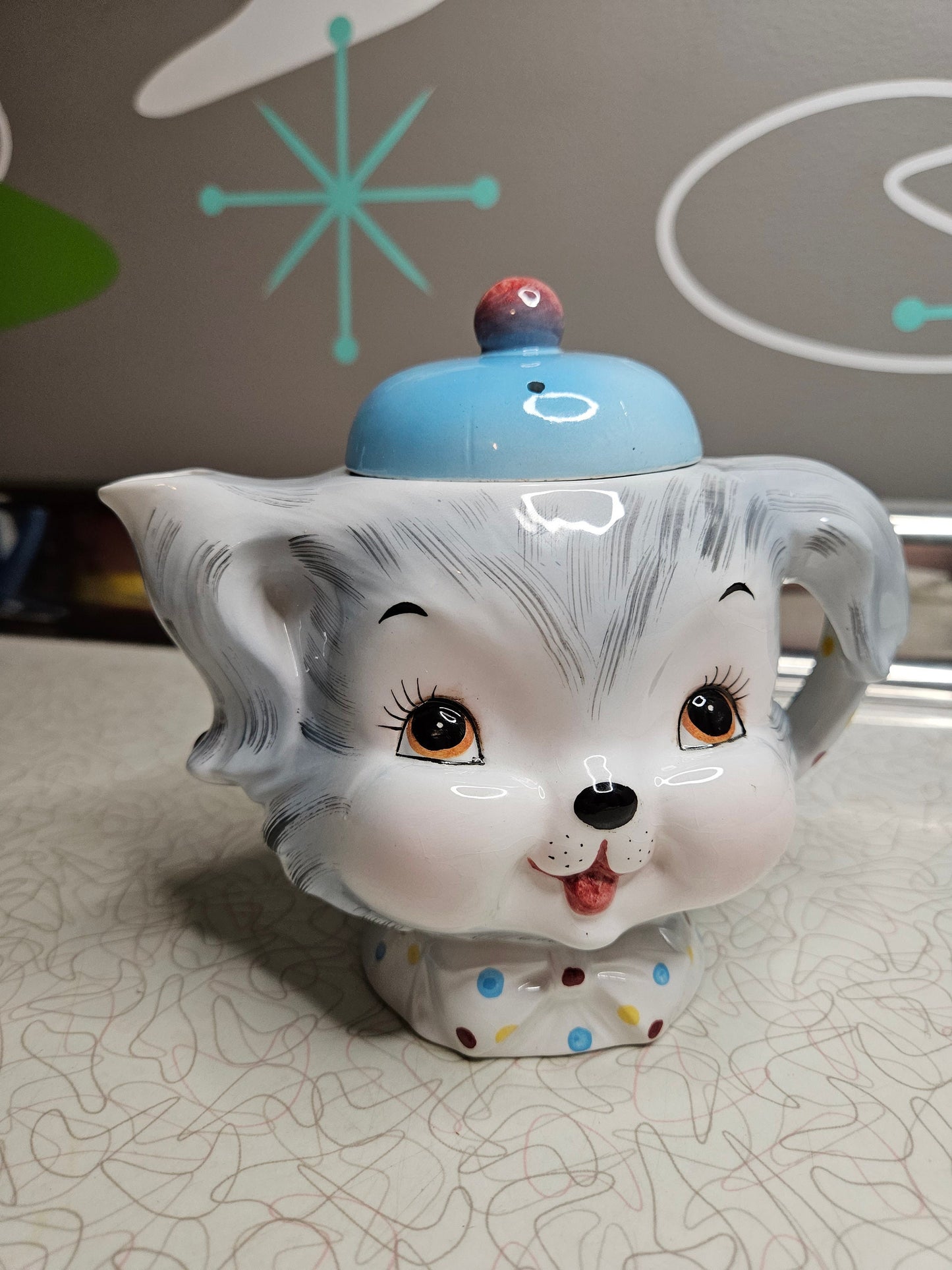 Vintage Puppy Pal Tea Pot, Lefton / ESD , Collectible, Kitschy, Anthropomorphic, PY, Napco, Japan, 1960s