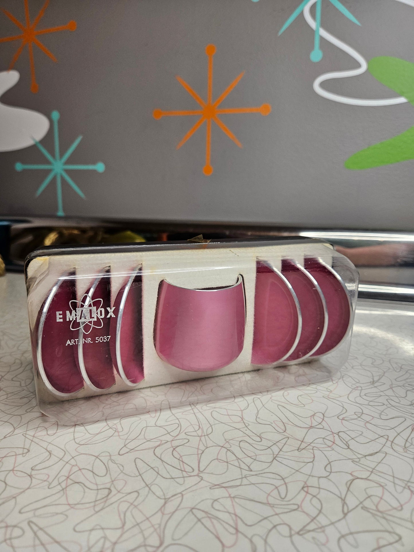 Vintage Emalox of Norway Pink Enamel Aluminum Salt Cellars, Original Package, Mid-Century Norwegian Vintage 1960s