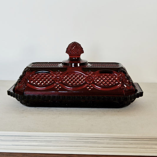 Avon Cape Code red glass butter dish|10955