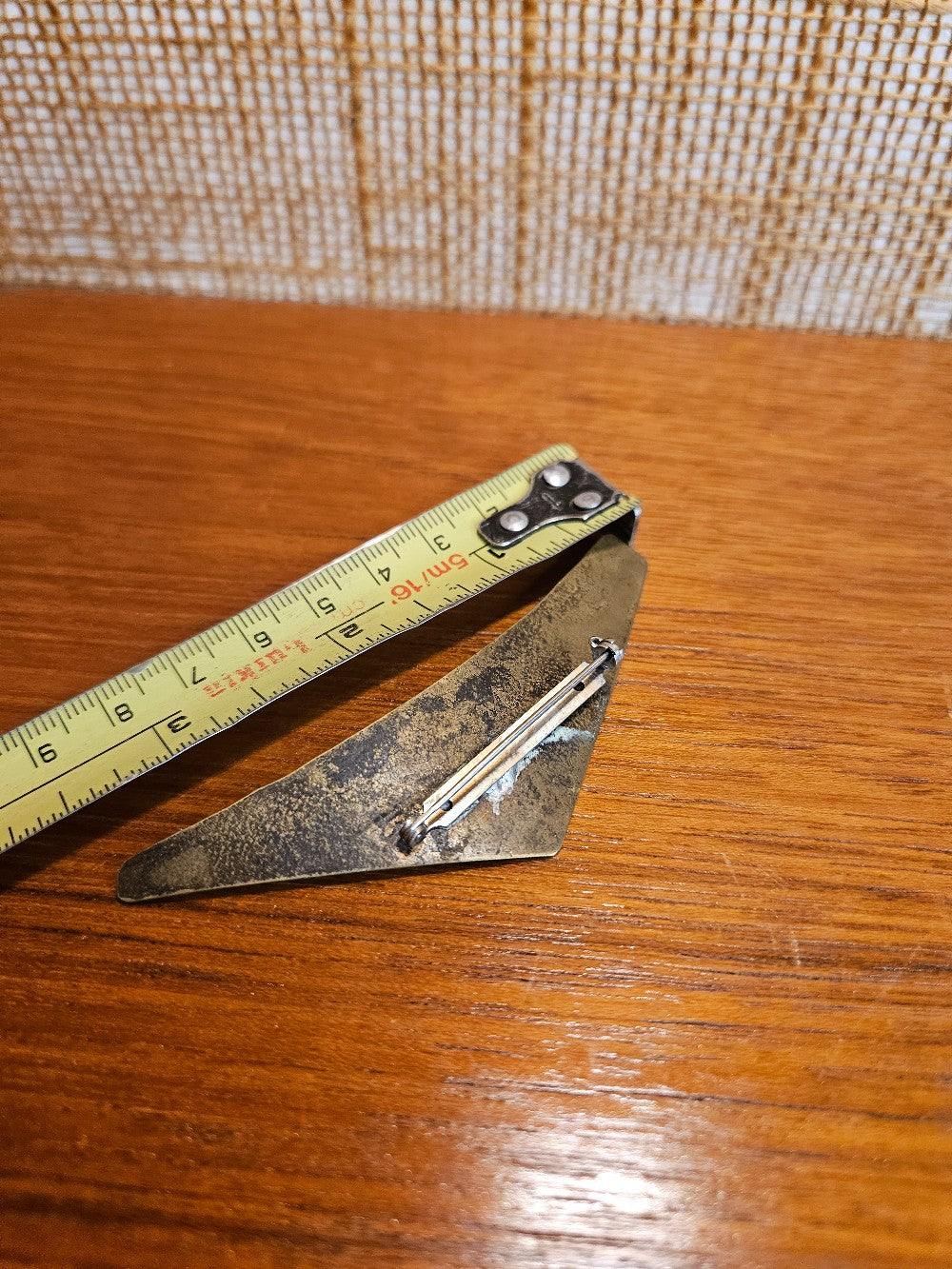 Brutalist Gold in Color Metal Angular Brooch with Bird|12862