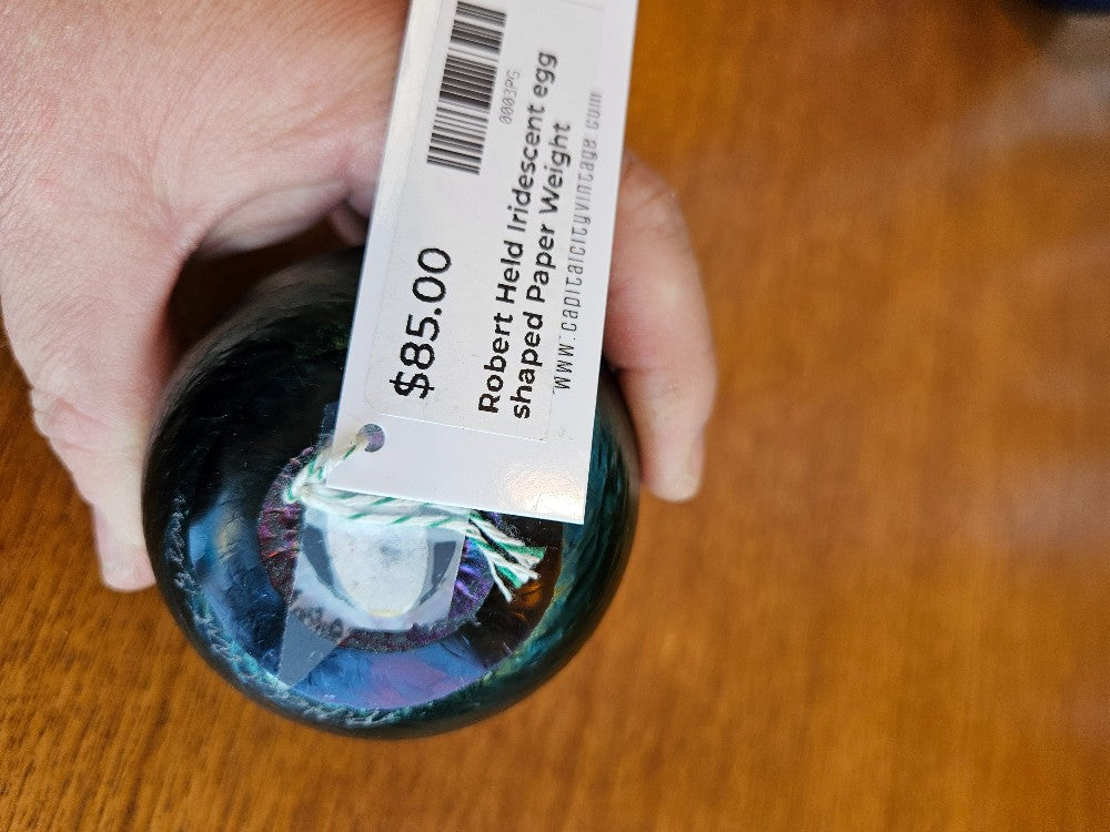 Robert Held Iridescent egg shaped Paper Weight|10204