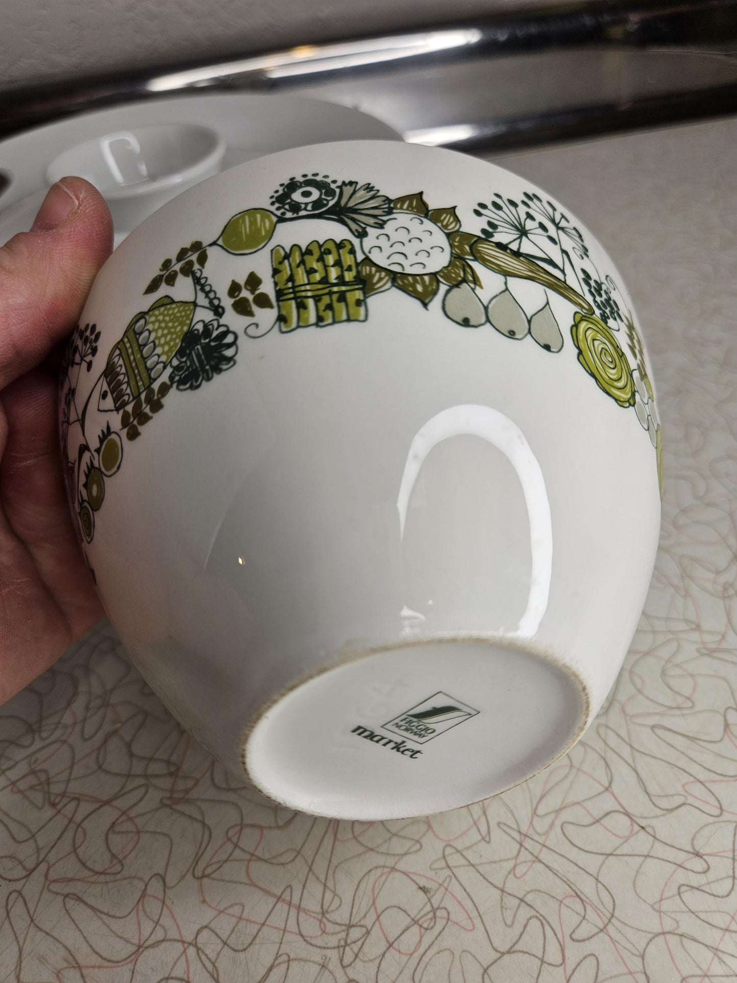 Vintage Figgjo lotte turi design green and white Turi Gramstad Oliver with ladies and man tor Viking made in Norway