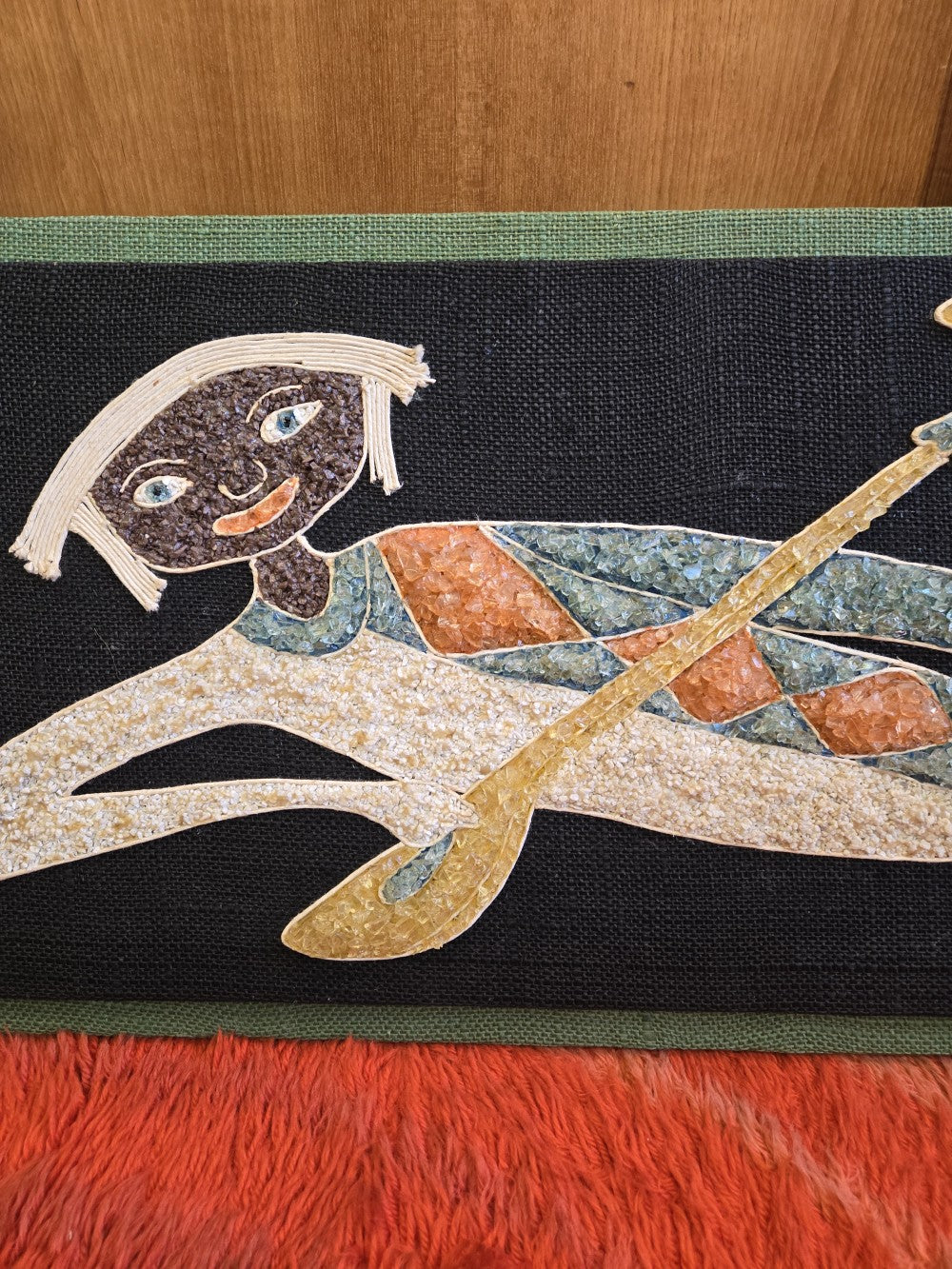 Man Playing Lute Pebble Art Wall Hanging|10556