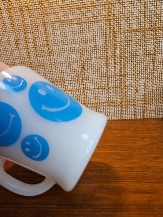 Fire-King Blue Smiley Face Mug|12772