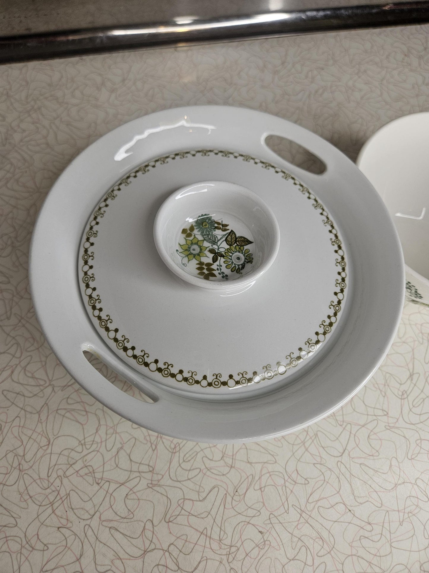 Vintage Figgjo lotte turi design green and white Turi Gramstad Oliver with ladies and man tor Viking made in Norway