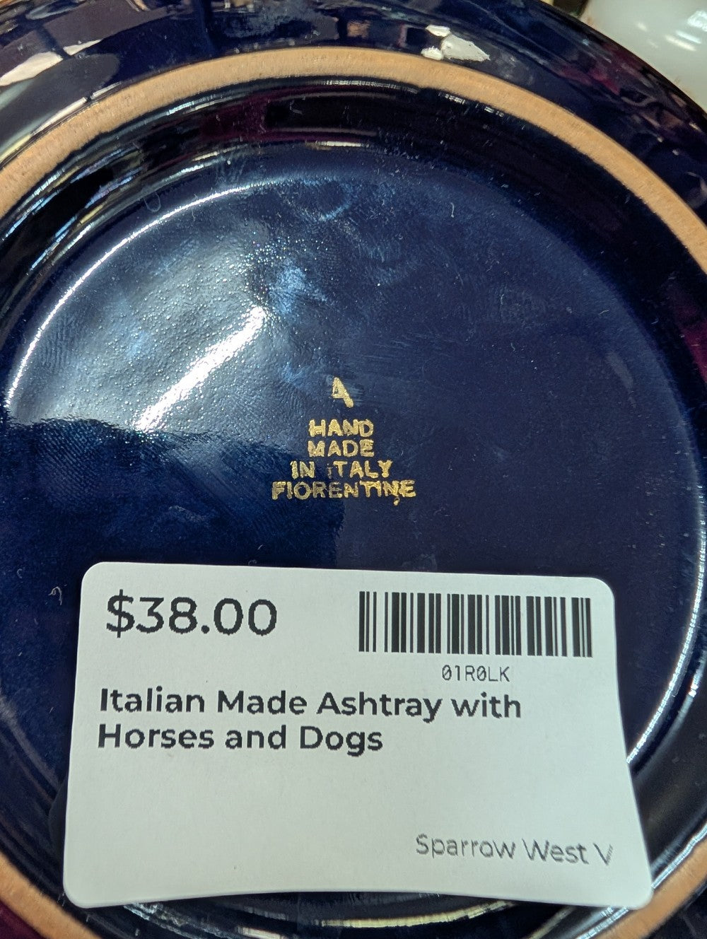 Italian Made Ashtray with Horses and Dogs|11608