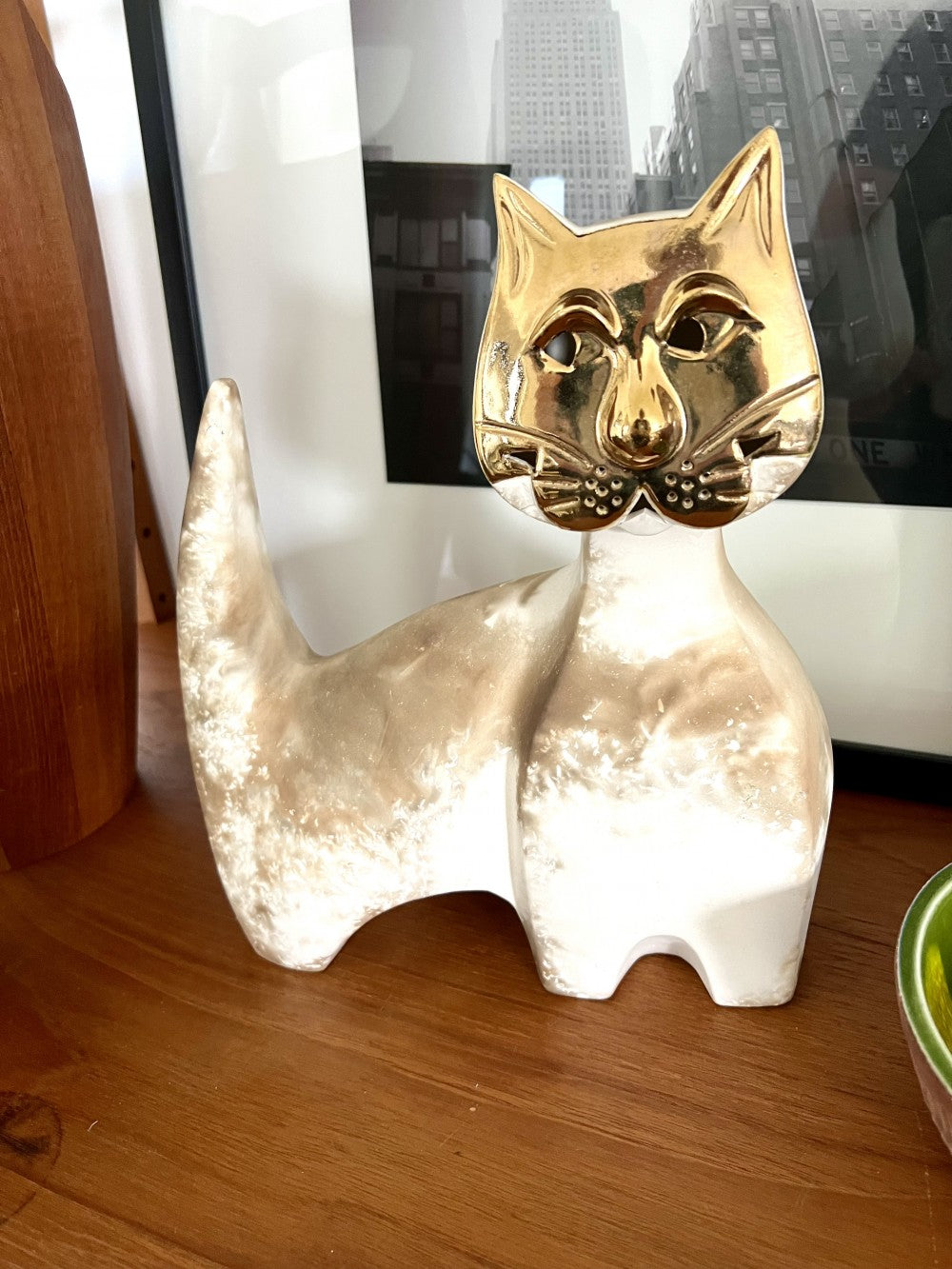 Signed Pauline Pelletier ceramic cat sculpture, 1980s|10014