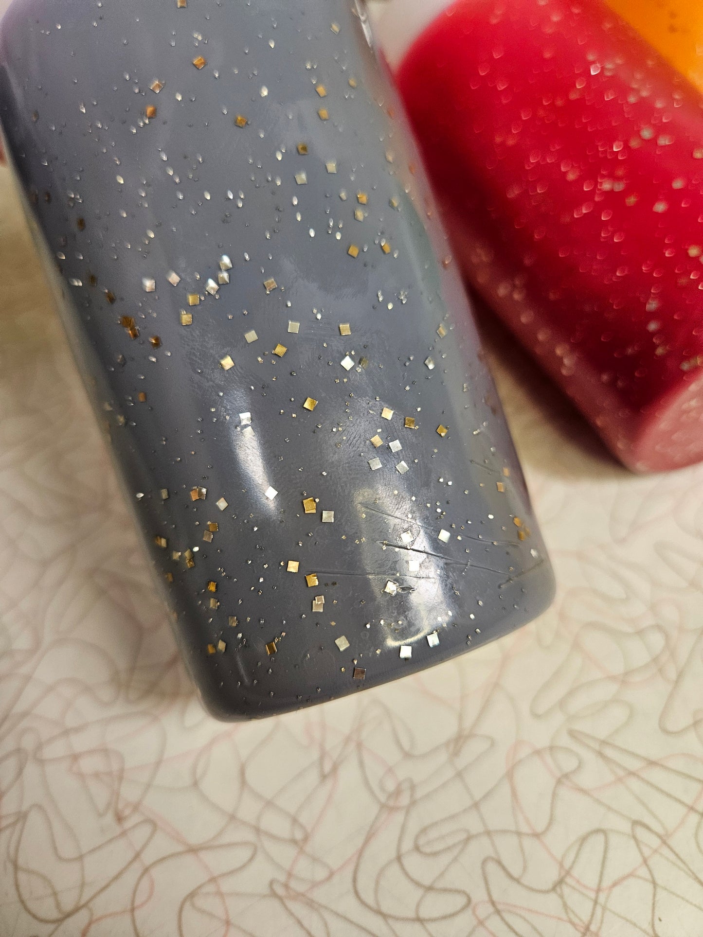 Vintage Glamalite Fire King Tumblers Glitter Rubber Coated Milk Glass