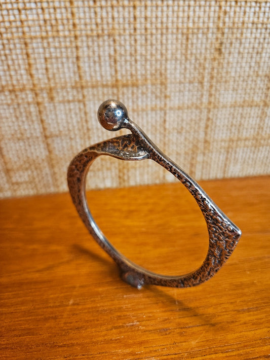 Brutalist Metal Art Bracelet, Signed|12868