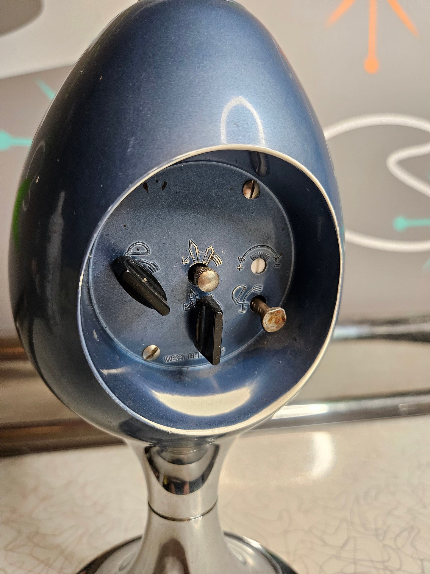 German Egg Clock, Space Age Chrome Alarm Clock