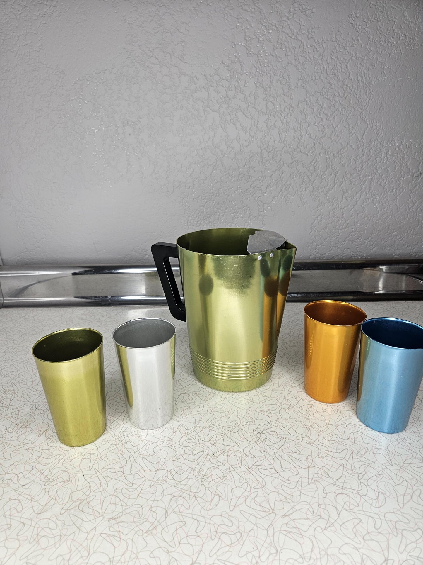 Vintage 1950's Regal Ware Aluminum Pitcher and Glasses