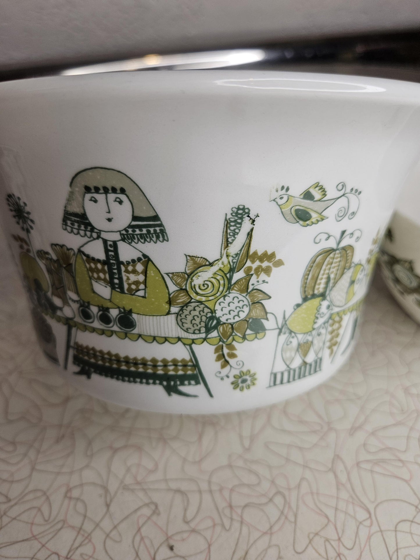 Vintage Figgjo lotte turi design green and white Turi Gramstad Oliver with ladies and man tor Viking made in Norway