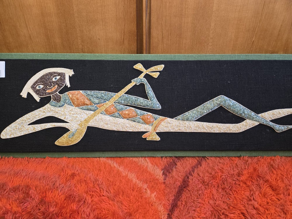 Man Playing Lute Pebble Art Wall Hanging|10554