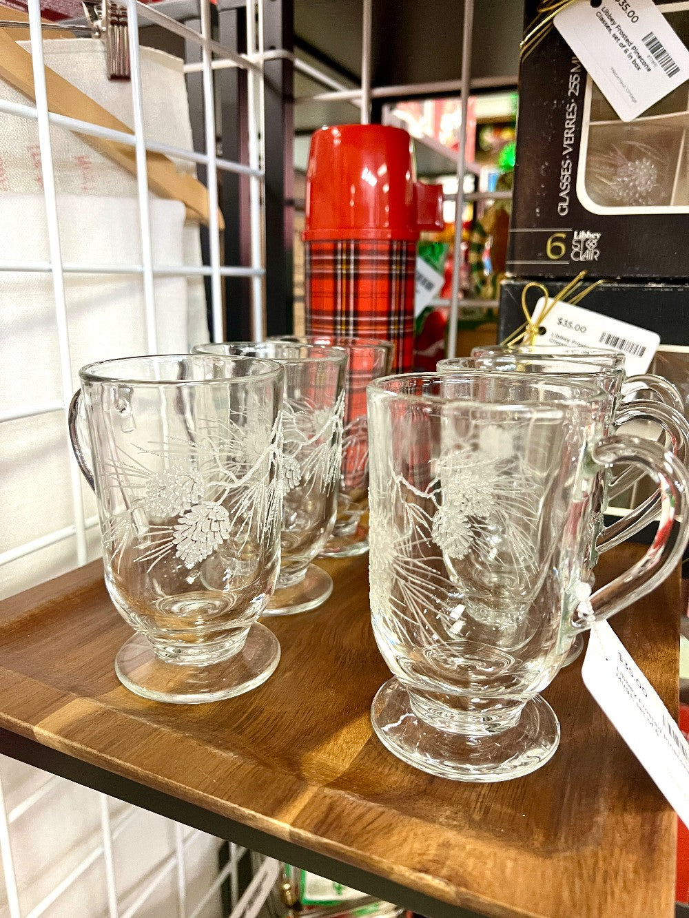 Libbey Frosted Pinecone Mugs, set of 6|12950