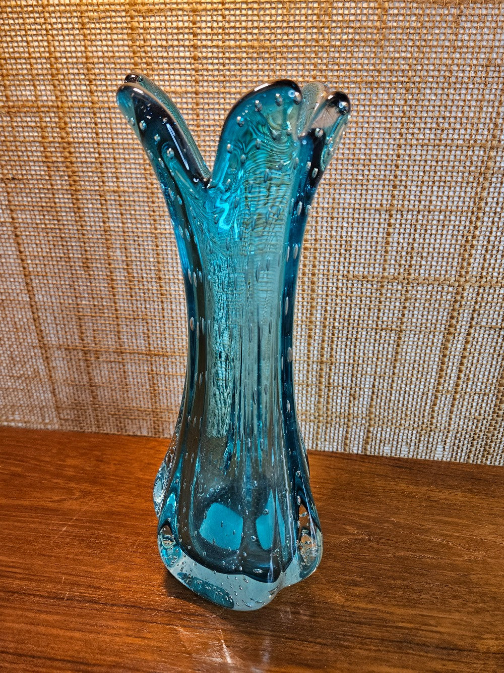 Blue Bullicante 6-Finger Glass Vase (10")|12742