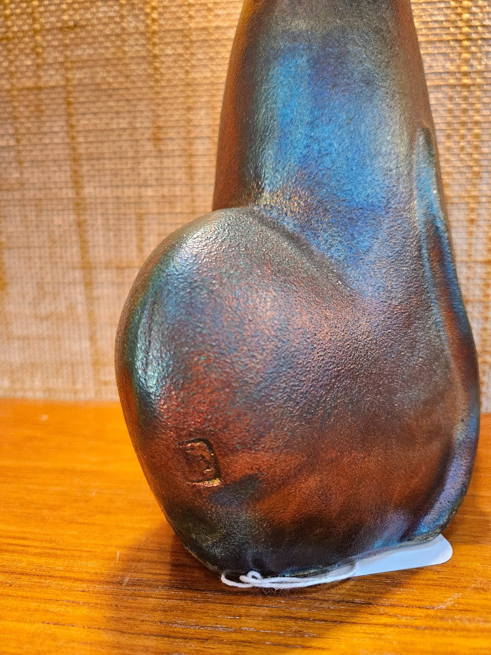 Signed Raku Pottery Cat|12477