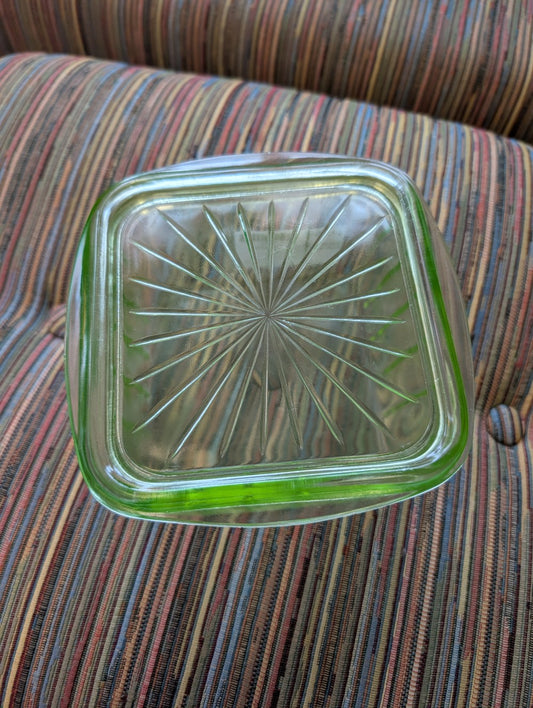 Vaseline Glass Refrigerator Dish With Lid|11582