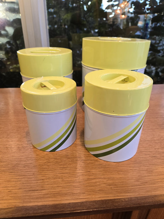 Green and White Metal Canister Set|10572