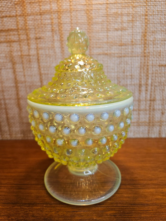 Fenton Vaseline/Uranium Glass Candy Dish|12400