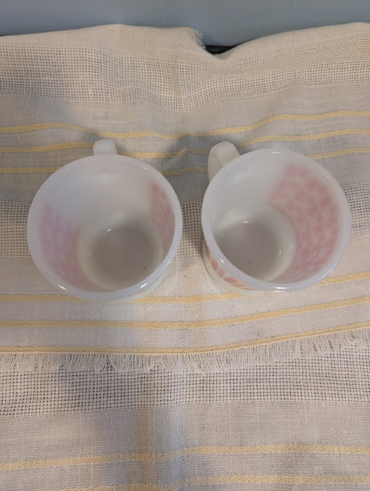 Pair of Rare Vintage 'Red Blots' Fire King Mug, Anchor Hocking, 1960s, Mid Century Mug, Oven Proof, D Handle|9824