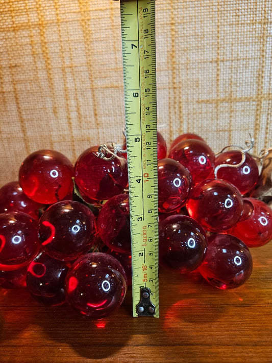 Large Bunch of Dark Red Lucite Grapes on Driftwood Stem|12805