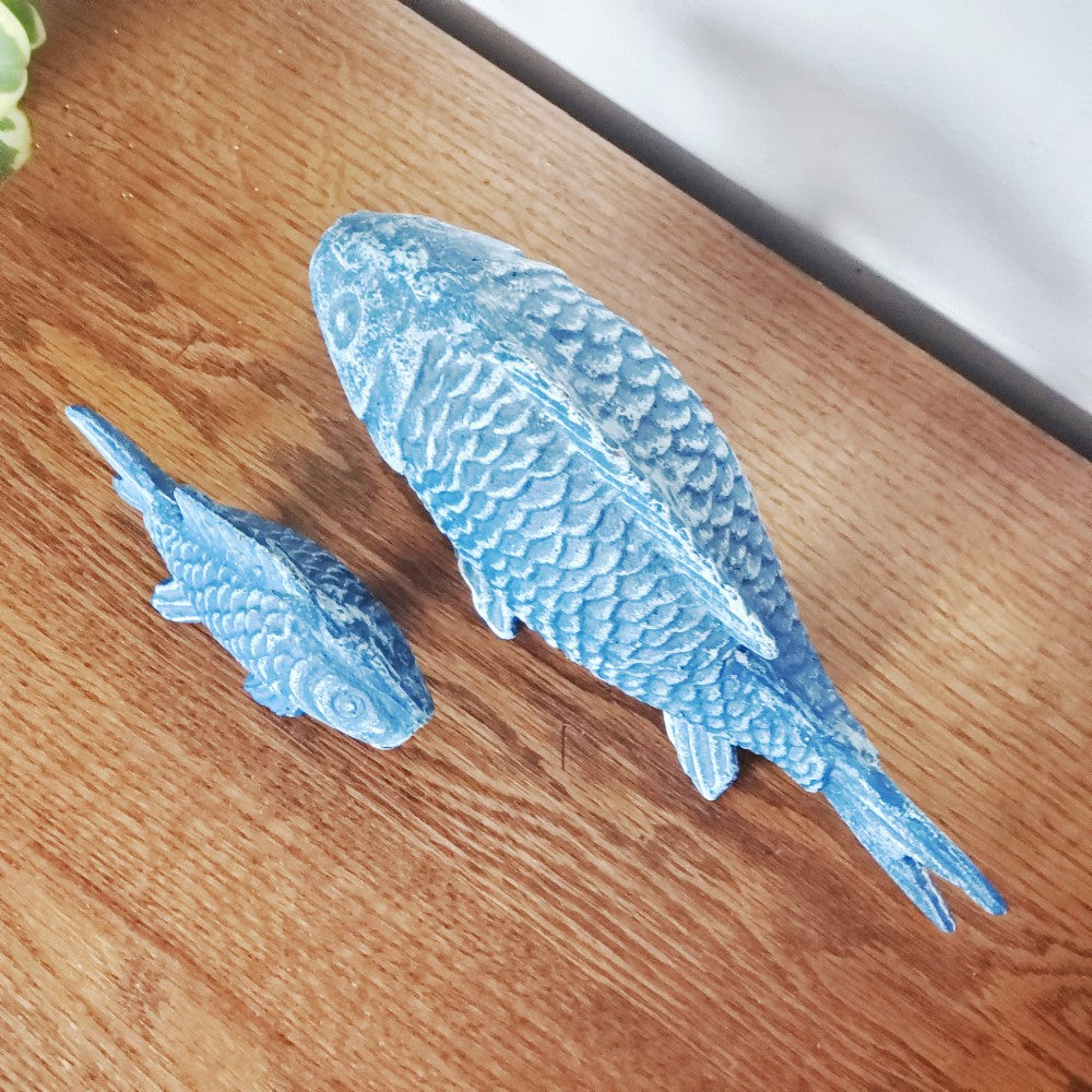 Pair of cast iron koi fish|13738