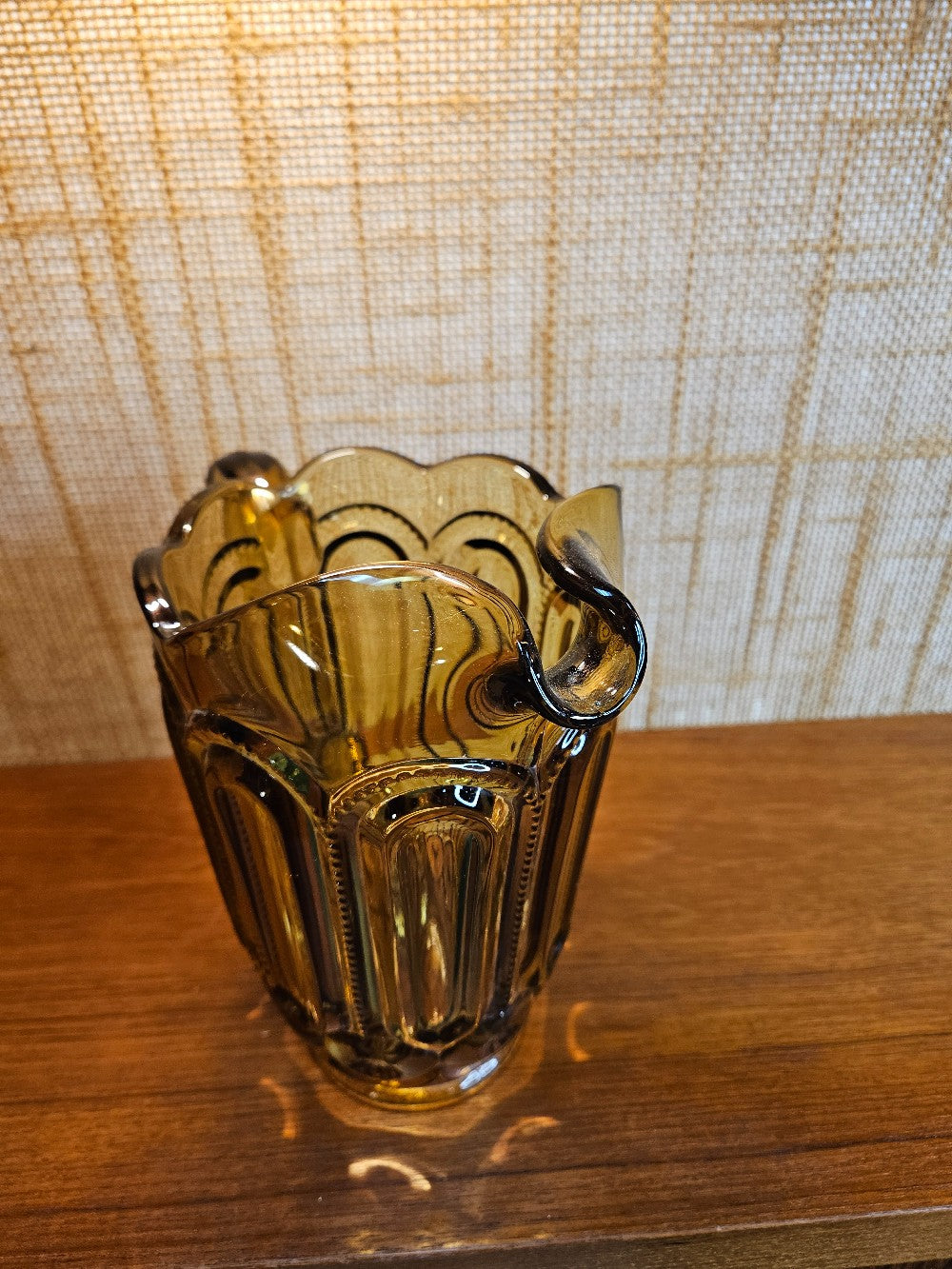 L.E. Smith Moon & Stars amber glass pitcher|12811