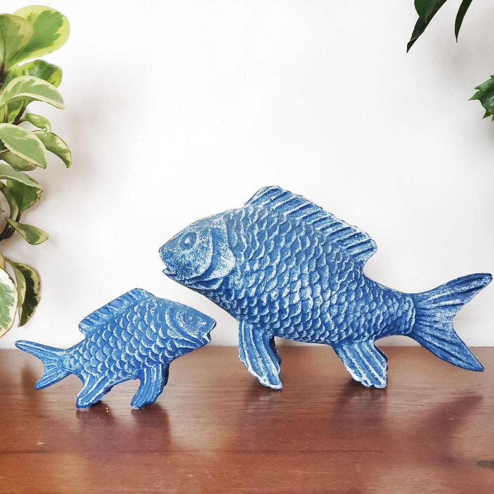 Pair of cast iron koi fish|13736