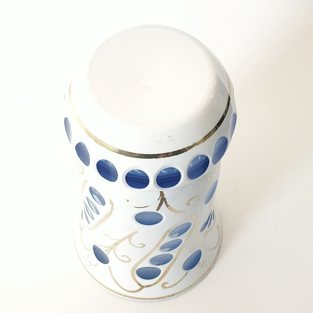 Borske Sklo cased white on blue glass vase|13697