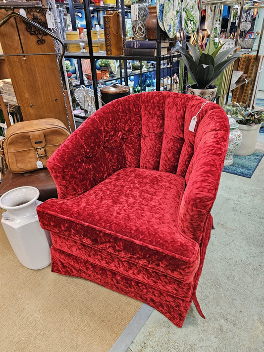 Red velvet chair on casters|16714