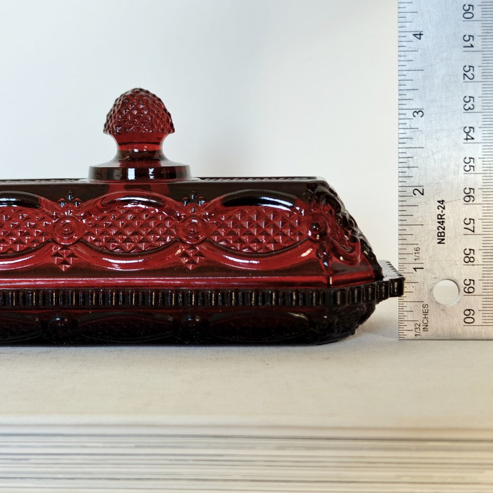 Avon Cape Code red glass butter dish|10957