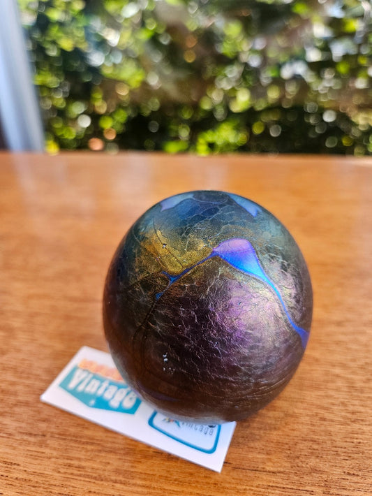 Robert Held Iridescent egg shaped Paper Weight|10202