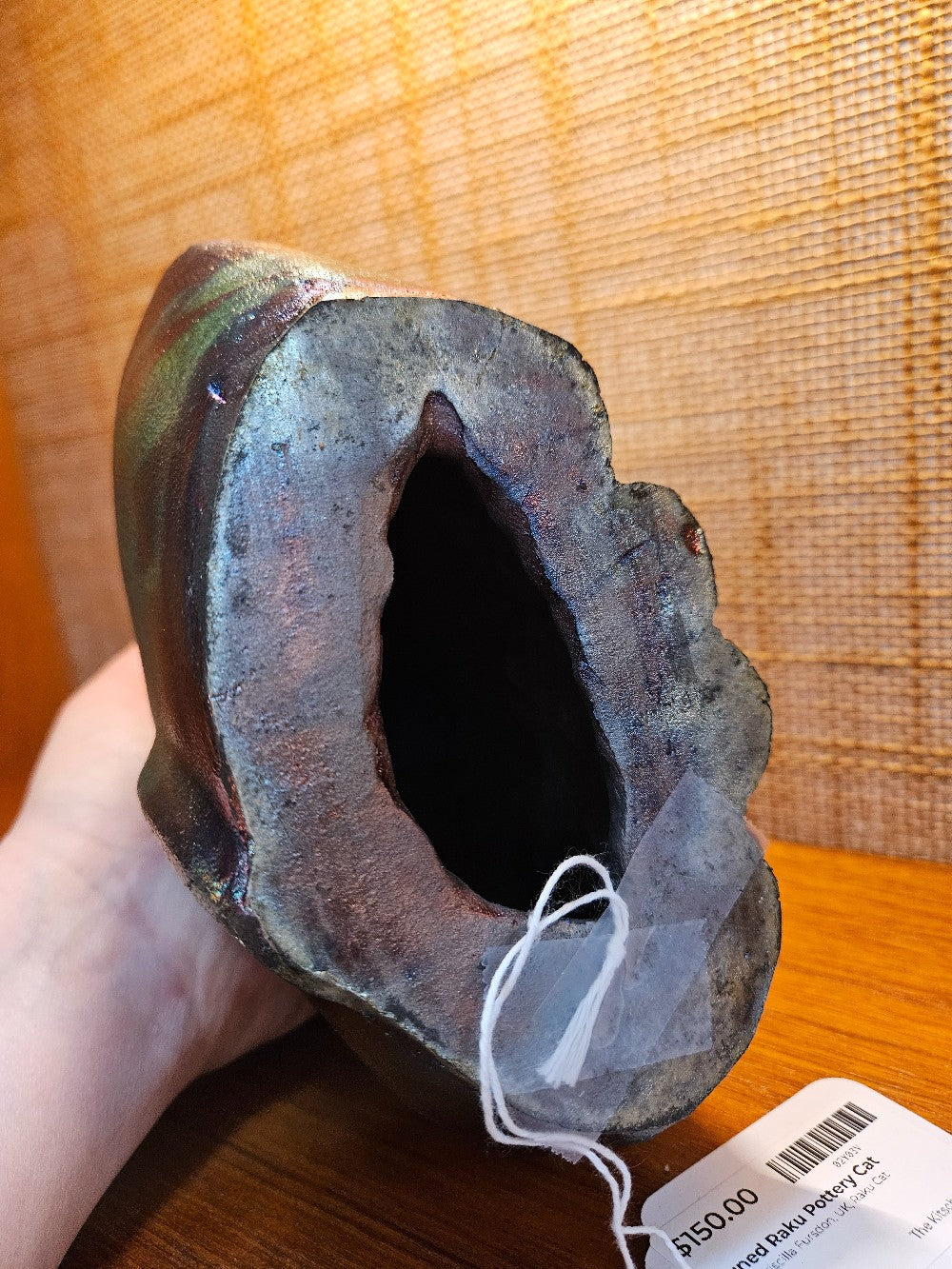 Signed Raku Pottery Cat|12476