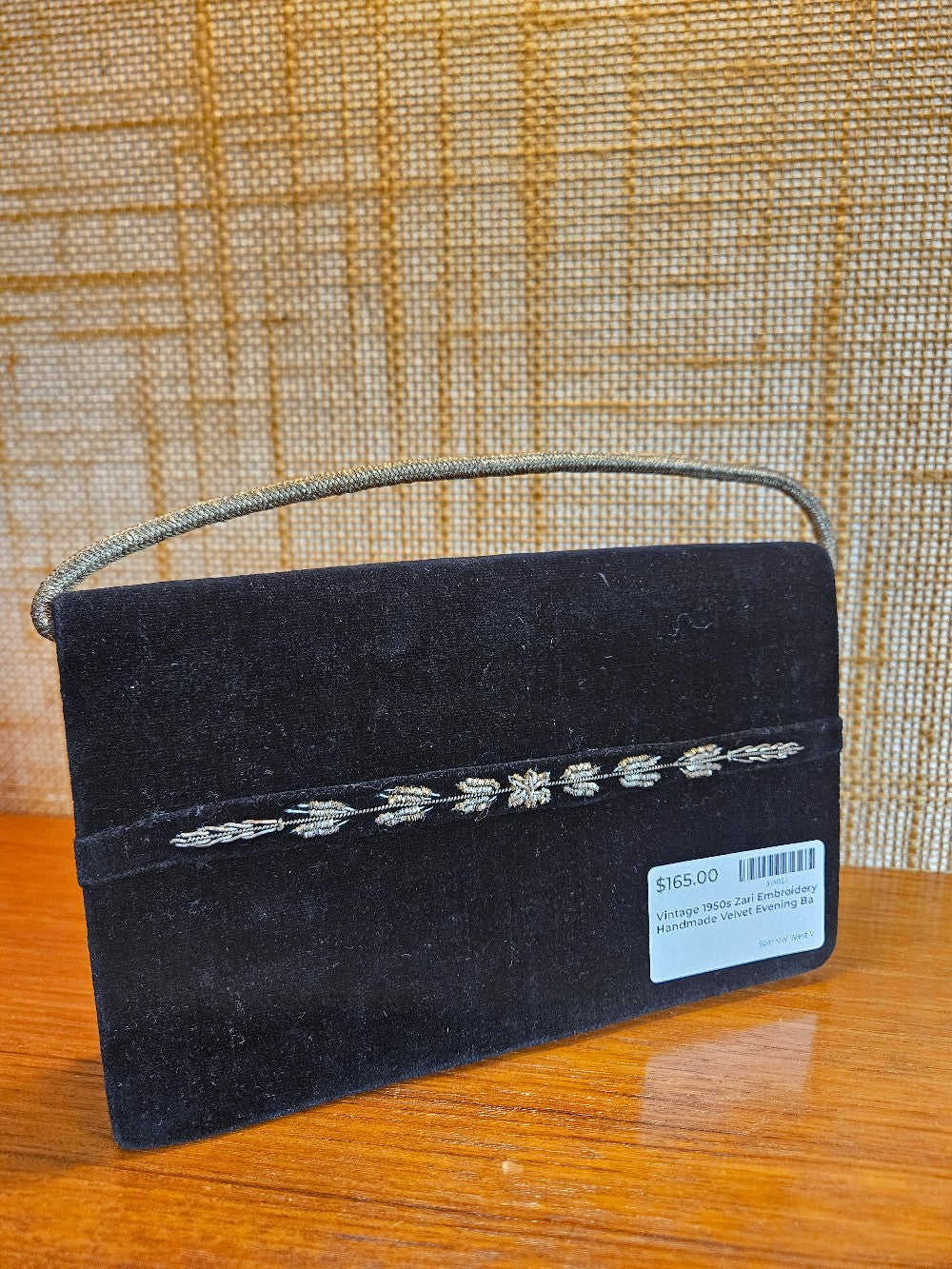 Vintage 1950s Zari Embroidery Handmade Velvet Evening Ba|12763