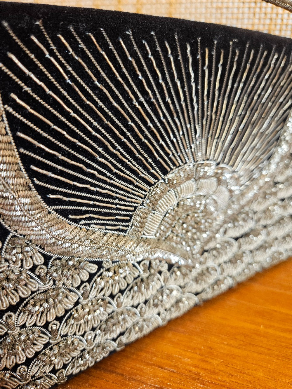 Vintage 1950s Zari Embroidery Handmade Velvet Evening Ba|12765