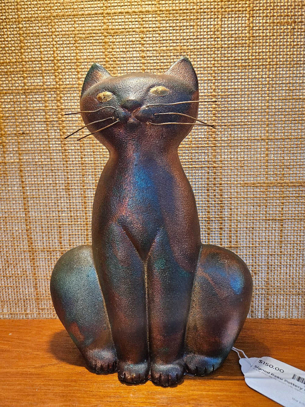 Signed Raku Pottery Cat|12472
