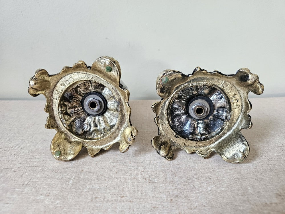 Brass & Smoked Glass Table Lighter Pair|12728