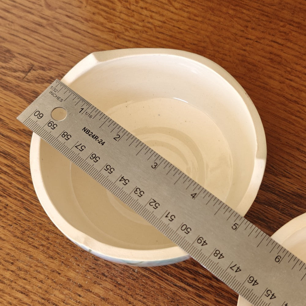 Art pottery lidded box. Pink and blue abstract|10917