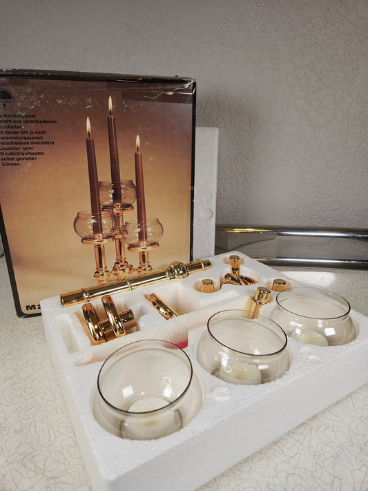 RARE Nagle Brass Rondo Configurable Candle Holder, Mid Century Modern, Germany, 1960s,
