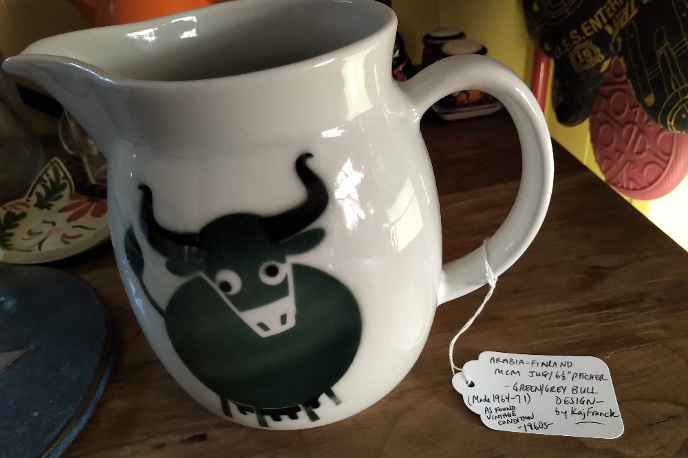 Arabia Jug / Pitcher 6.5" - Green/Grey	Bull Design|10665