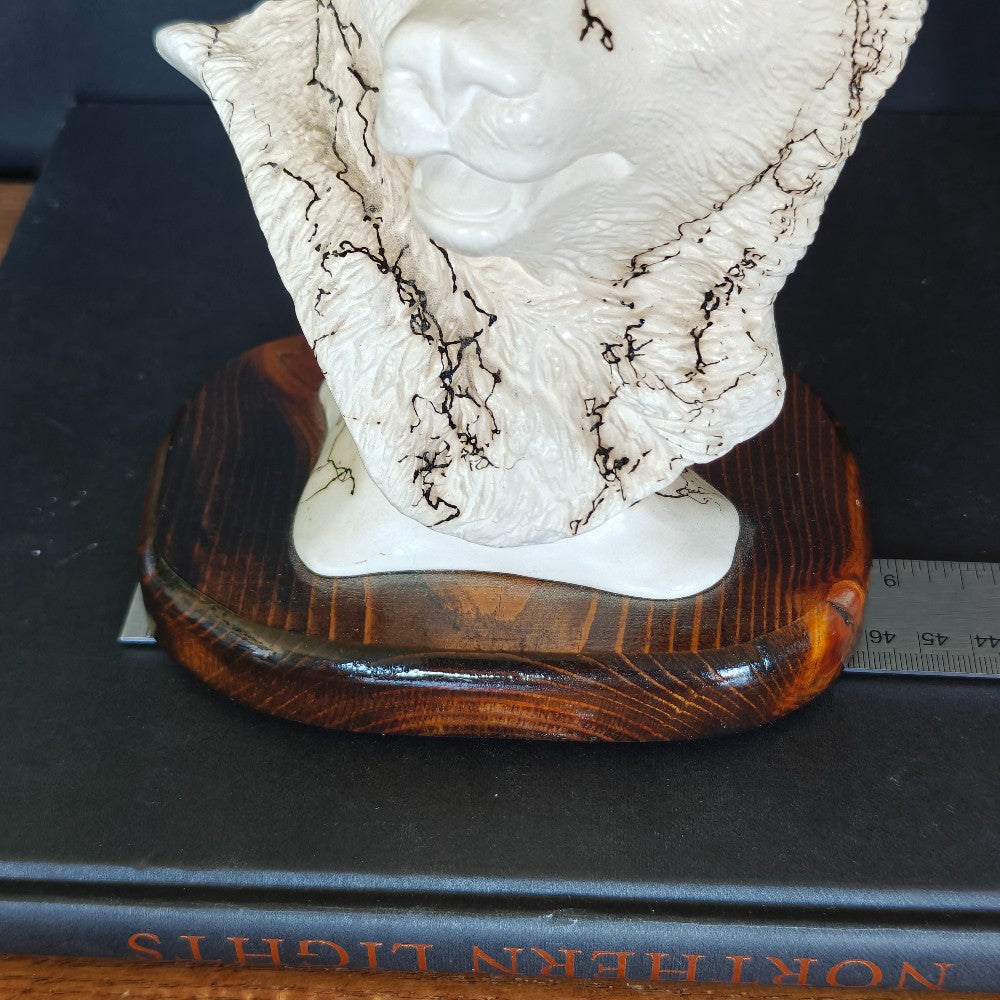 Horse hair ceramic bear head. Signed|13745