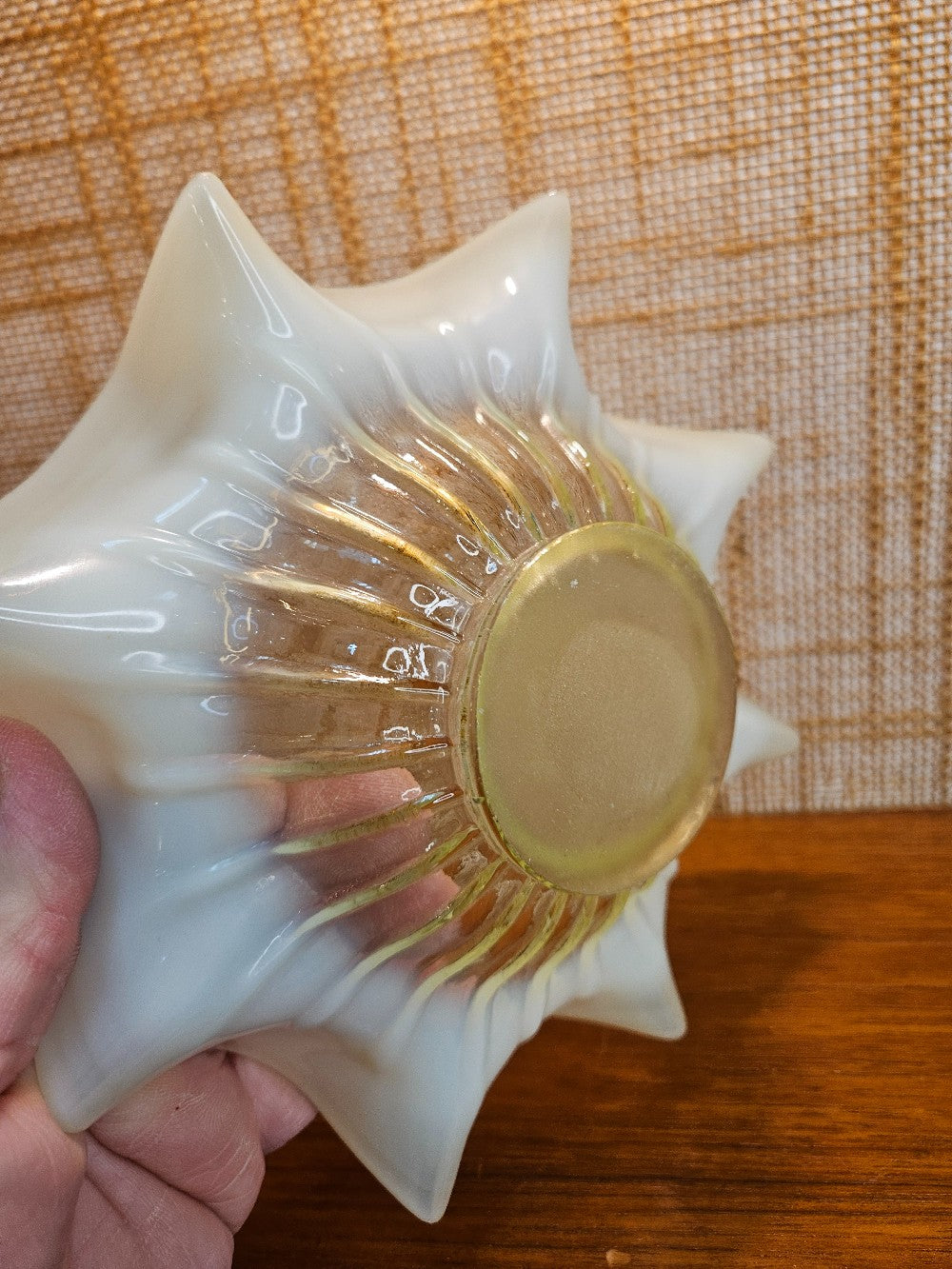 Vaseline/Uranium Glass Ruffled Plate|12638
