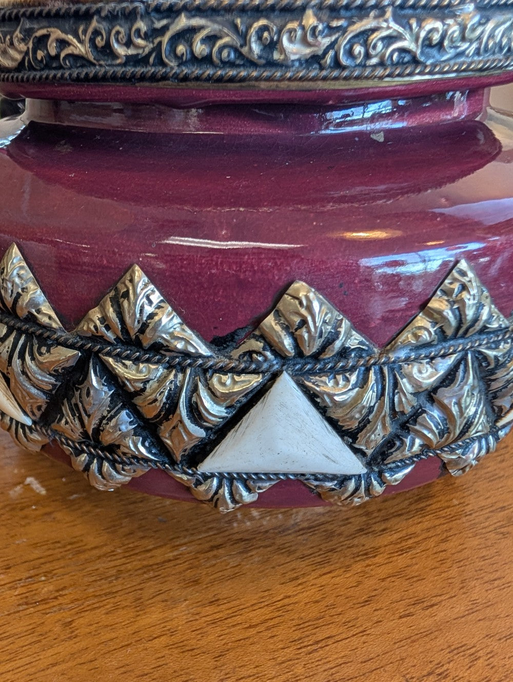 Moroccan Ashtray with Metal and Bone Inlays|11592