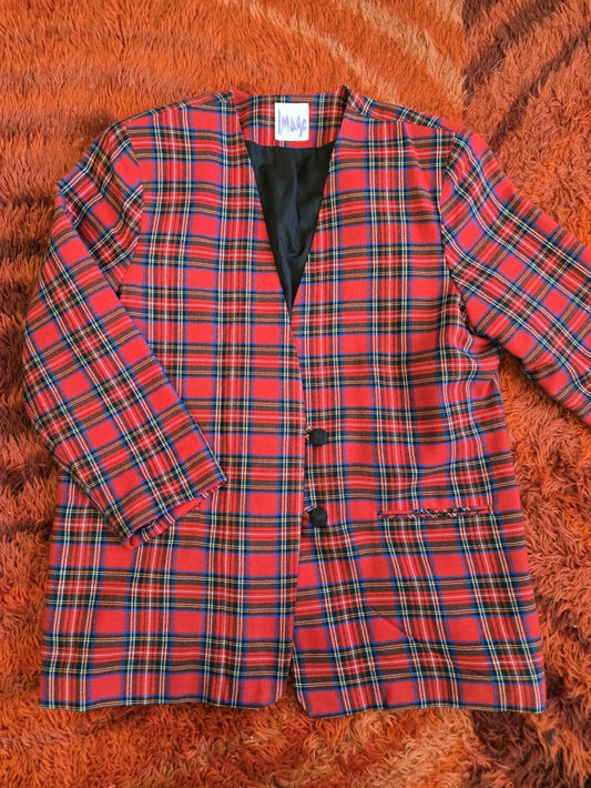 Red Plaid IMAGE Blazer|10529