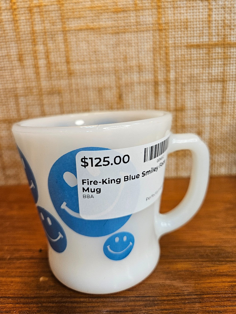Fire-King Blue Smiley Face Mug|12774