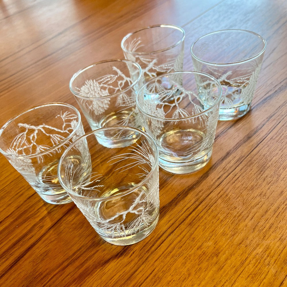 Libbey Frosted Pinecone Glasses, set of 6 in box|12945
