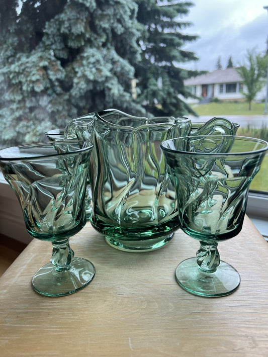 Fostoria Jamestown Green glass set|10005